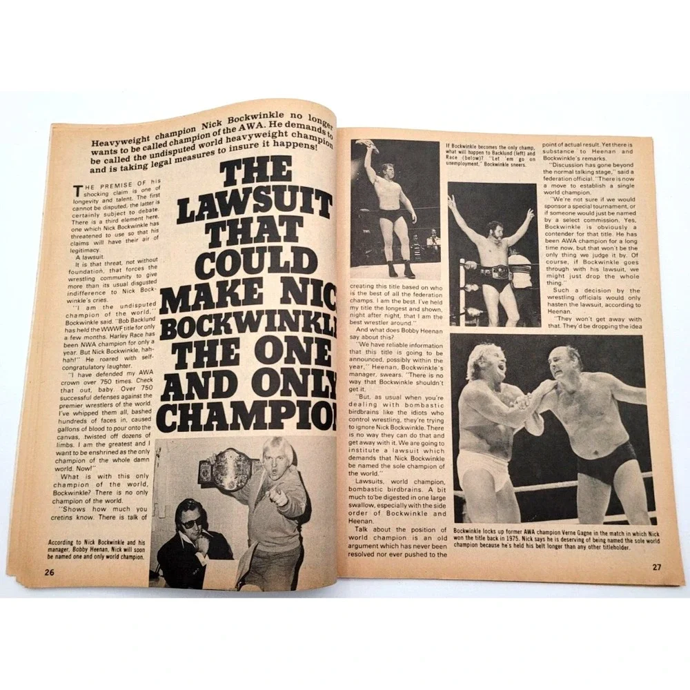 THE WRESTLER OCT 1978 BRUNO SAMMARTINO HARLEY RACE DUSTY RHODES WAHOO‎ MCDANIEL